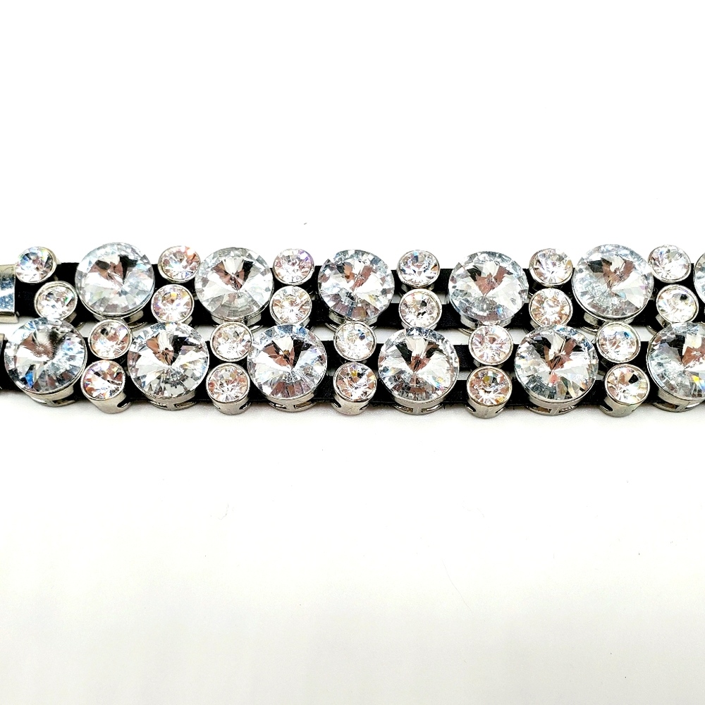 Large Statement Rhinstone Bracelet Magnetic Wide Crystals
